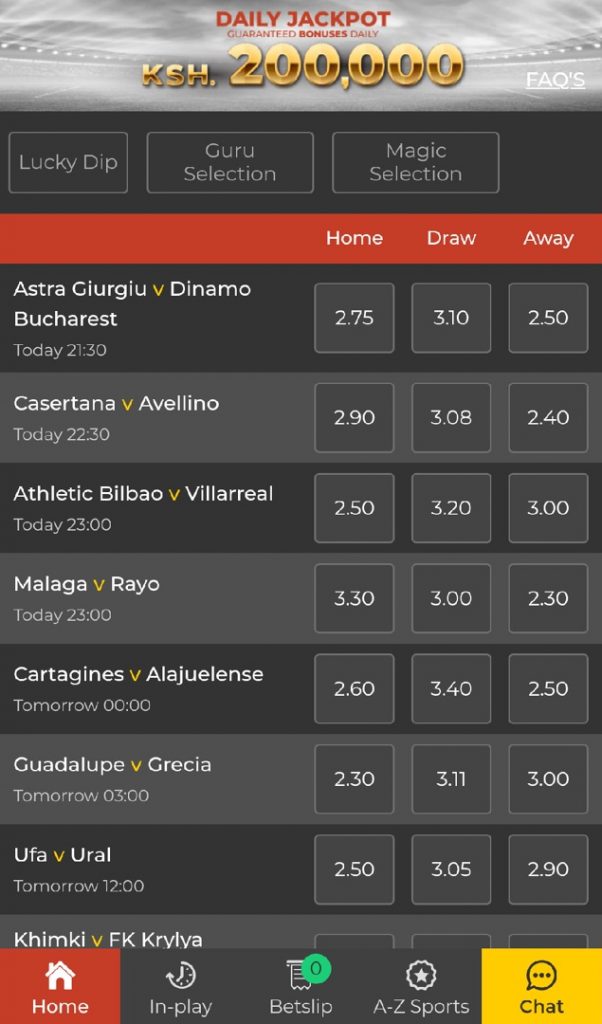 Betlion line and odds