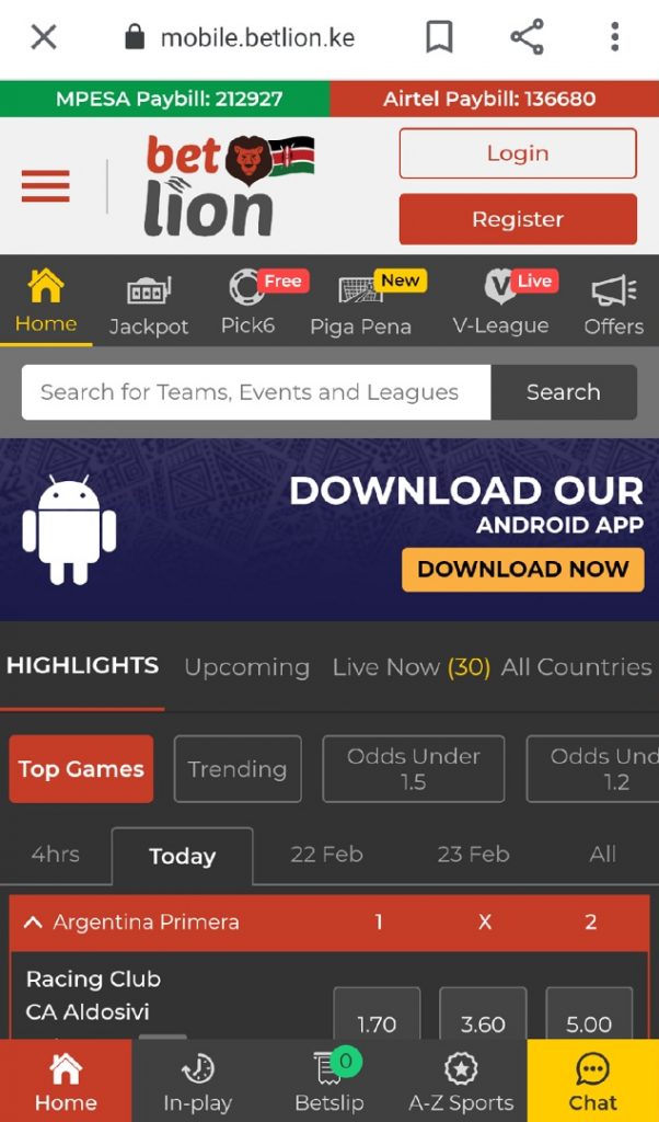 Betlion apk download
