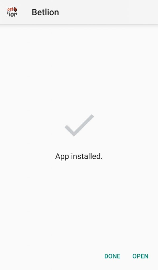 Betlion mobile app installed