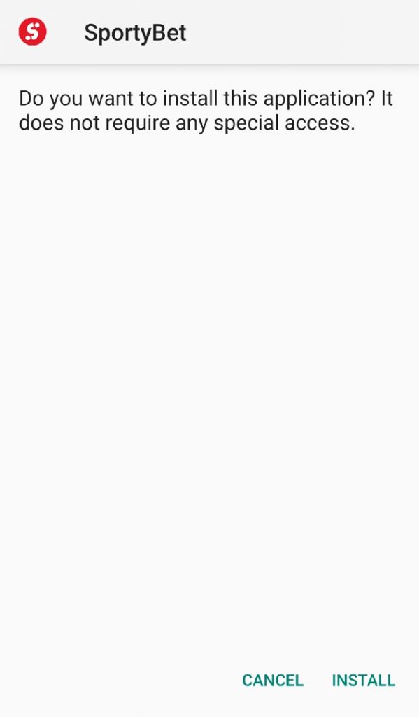 Sportybet app install step one