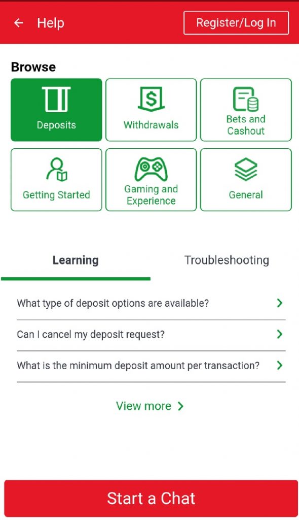 Sportybet Kenya general menu