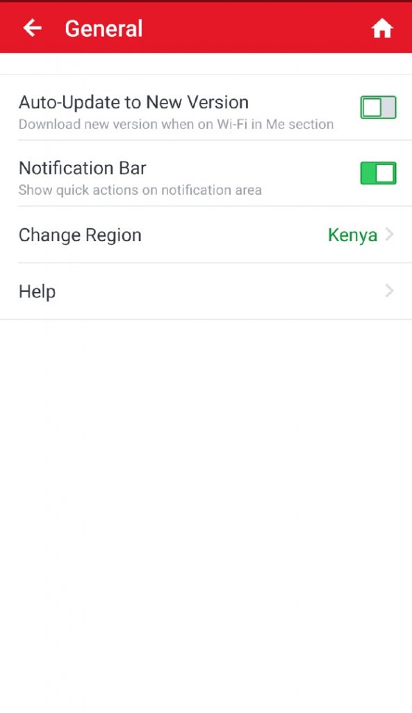 Sporybet app settings
