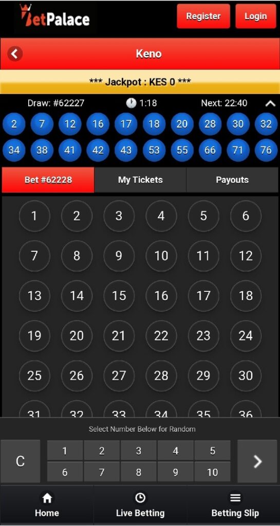 BetPalace Casino Keno