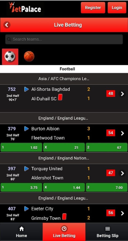 BetPalace Live Betting