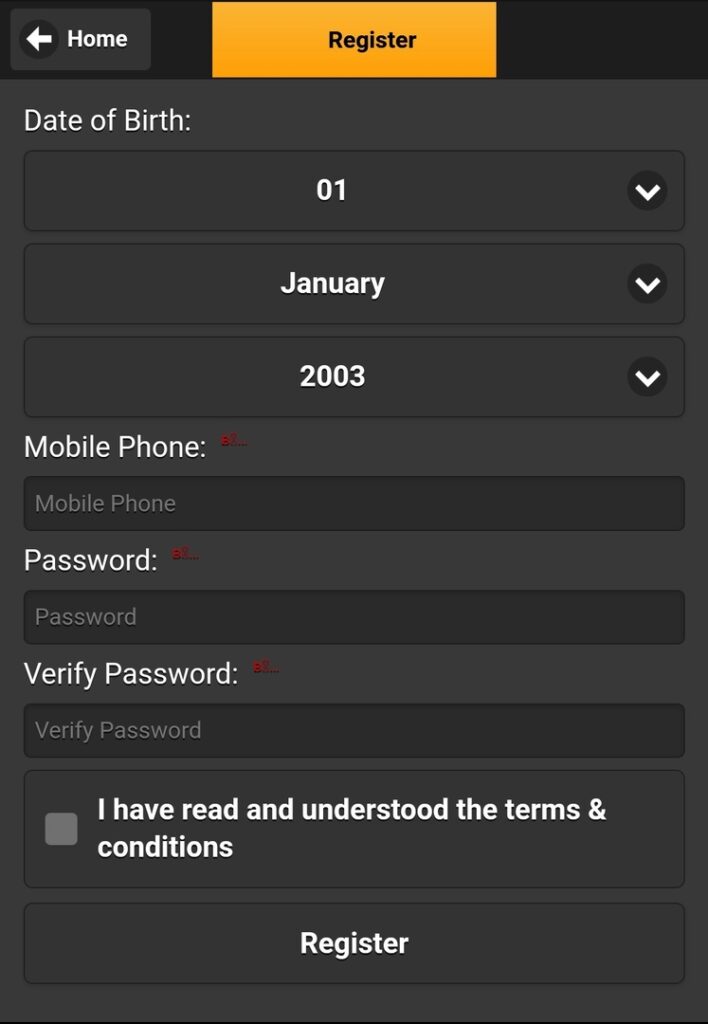 BetPalace registration