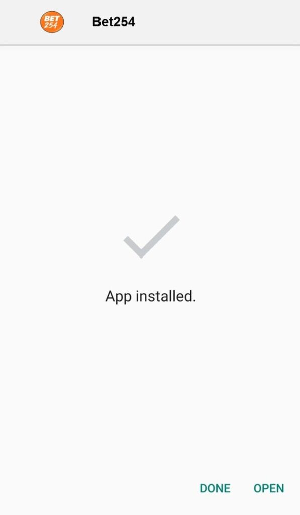 Bet254 App Installed on Android
