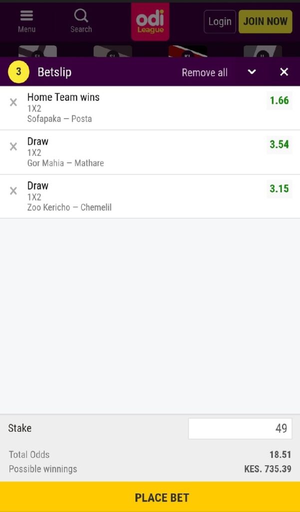 OdiBet Kenya Bets